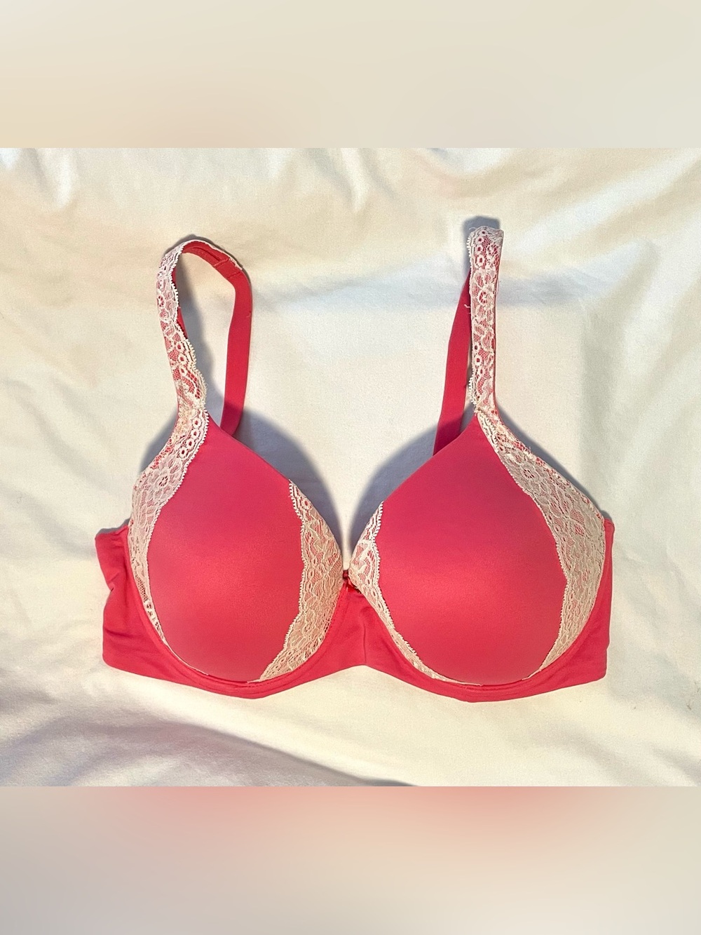 Soma Embraceable Full Coverage Lace Trim Bra - Sz 36DD - Underwire/Stretch -Pink